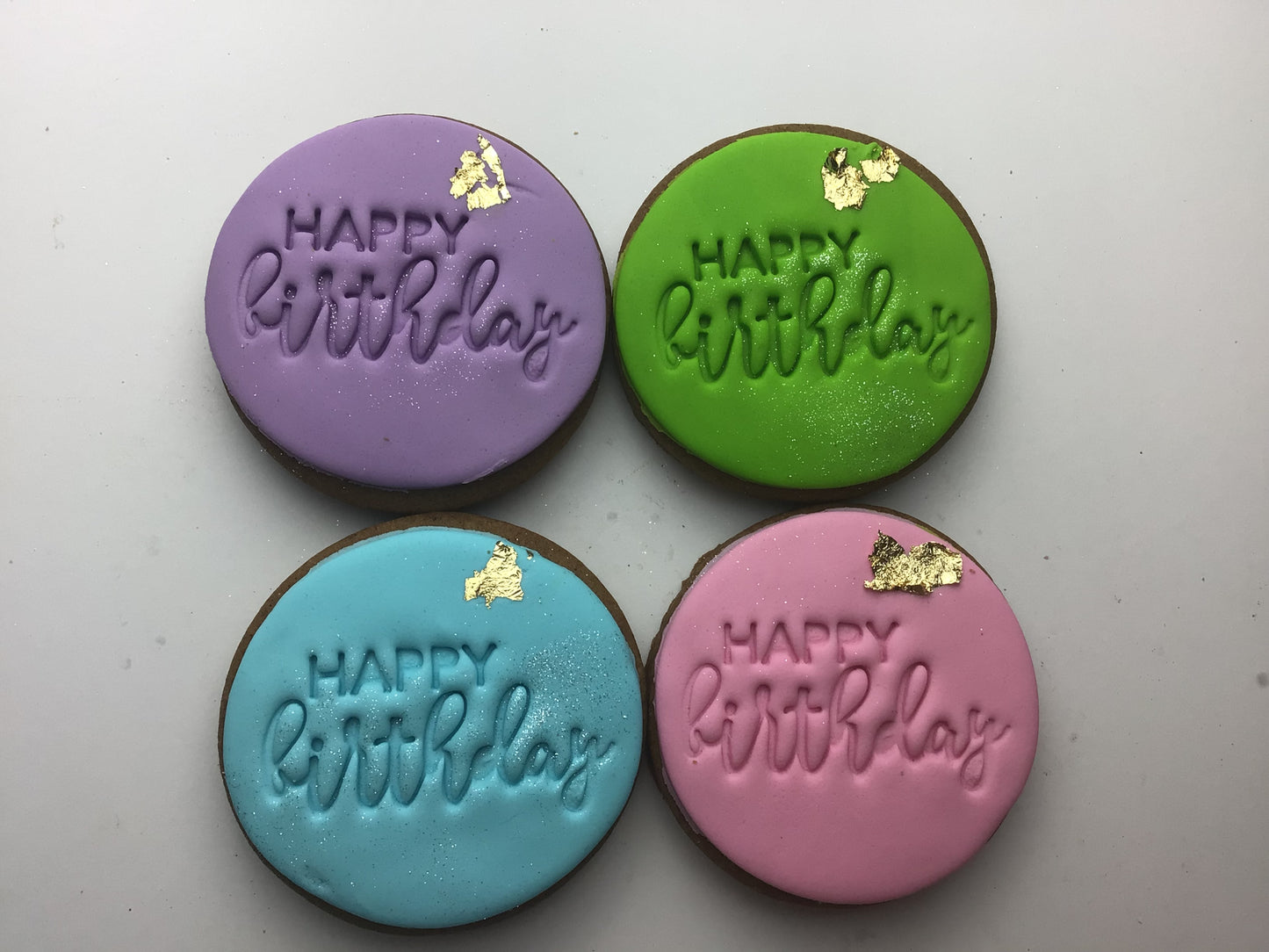 Happy Birthday gold leaf pastel pink